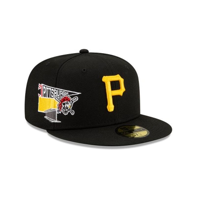 Black Pittsburgh Pirates Hat - New Era MLB City Patch 59FIFTY Fitted Caps USA7316524